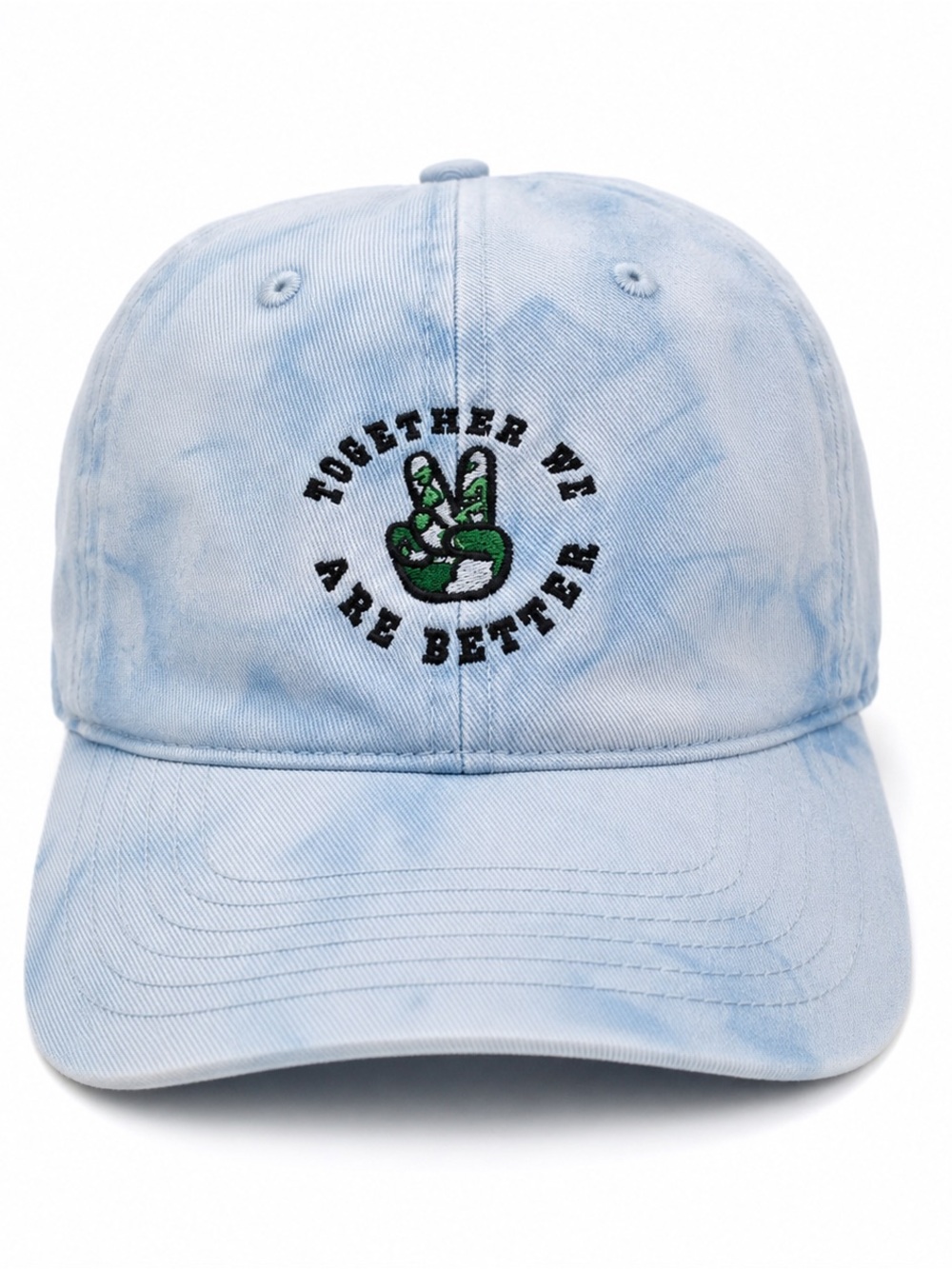 Light Blue Tie-Dye Peace Cap - Together We Are Better